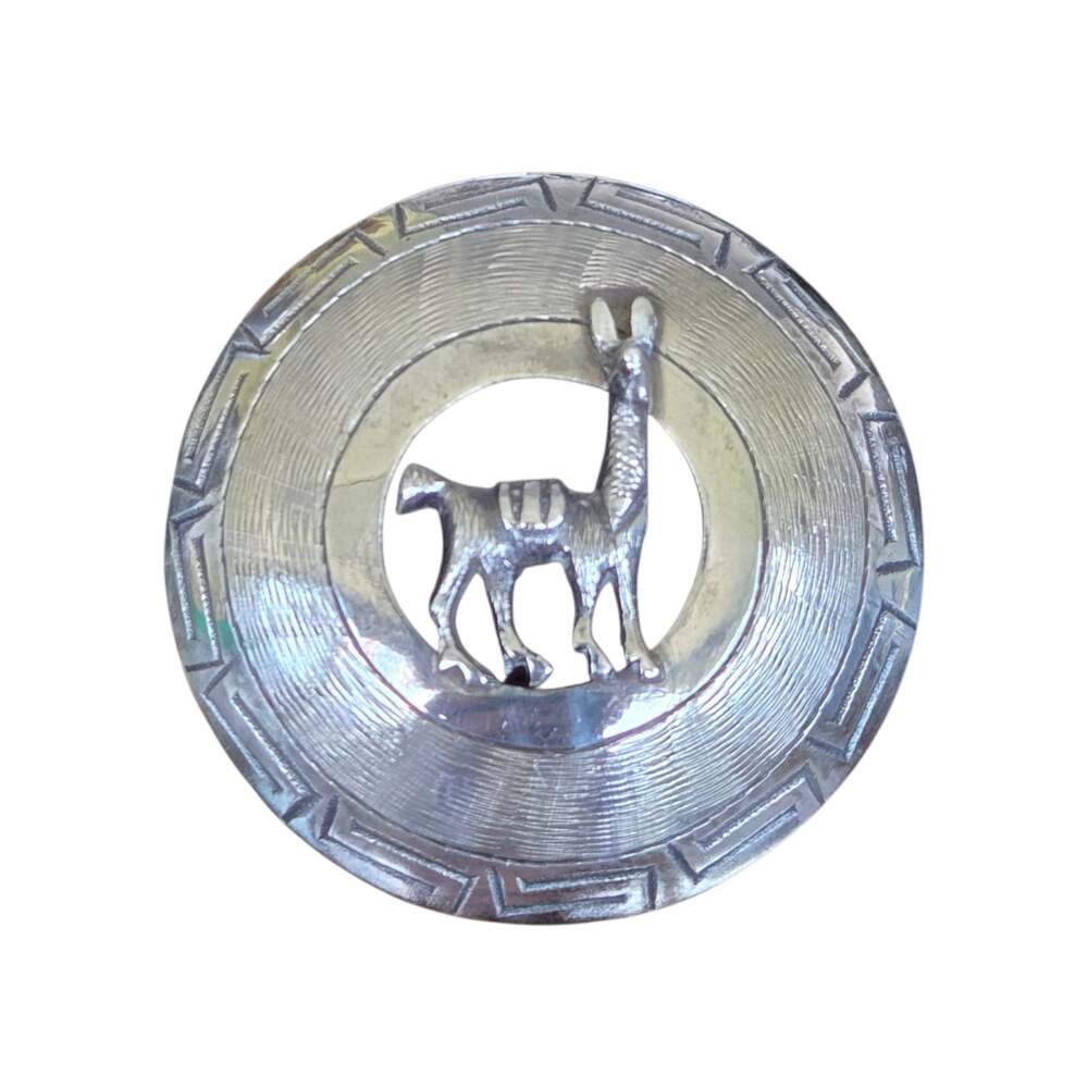 Vintage 1940s Peru 925 Sterling Silver Tupo Topo Pin Brooch Llama Alpaca 8.6g